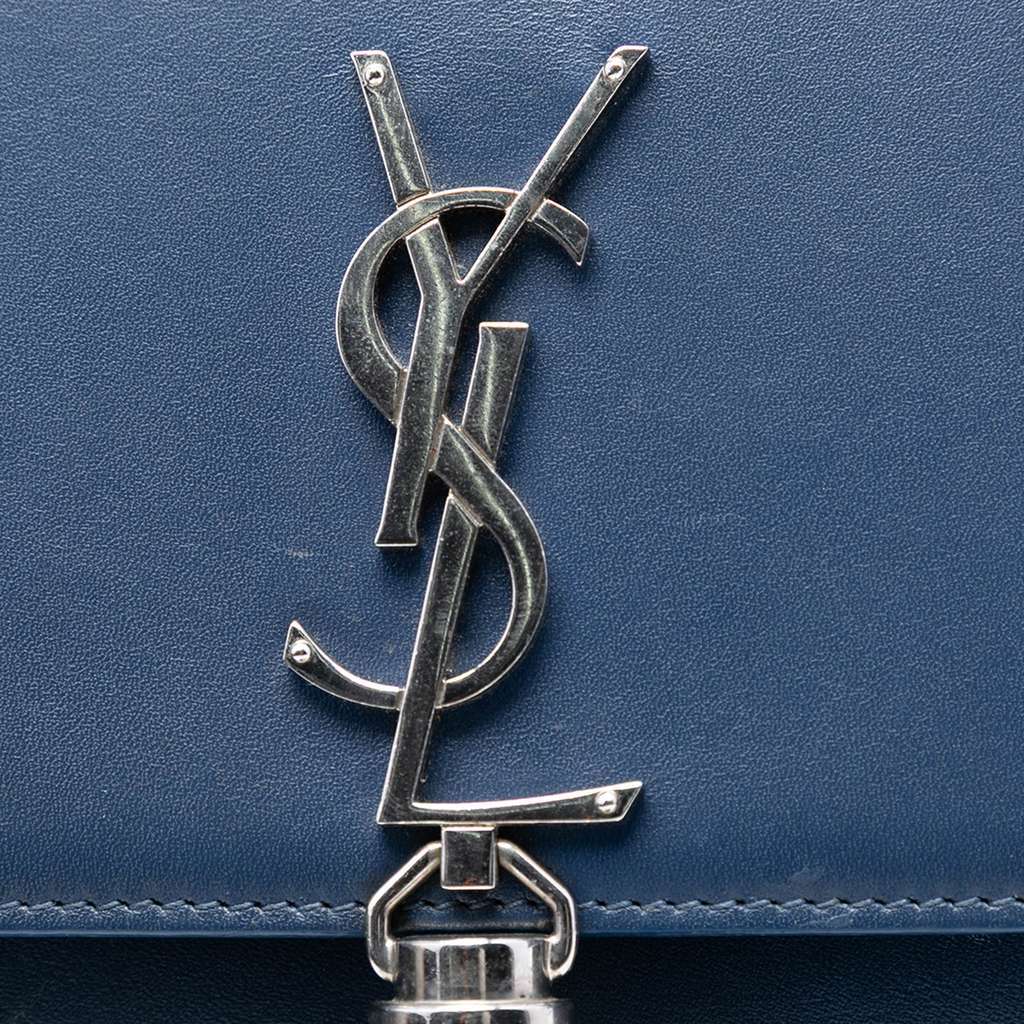 Saint Laurent Smooth Calfskin Monogram Kate Tassel Wallet on Chain Blue Leather Very good - Box View