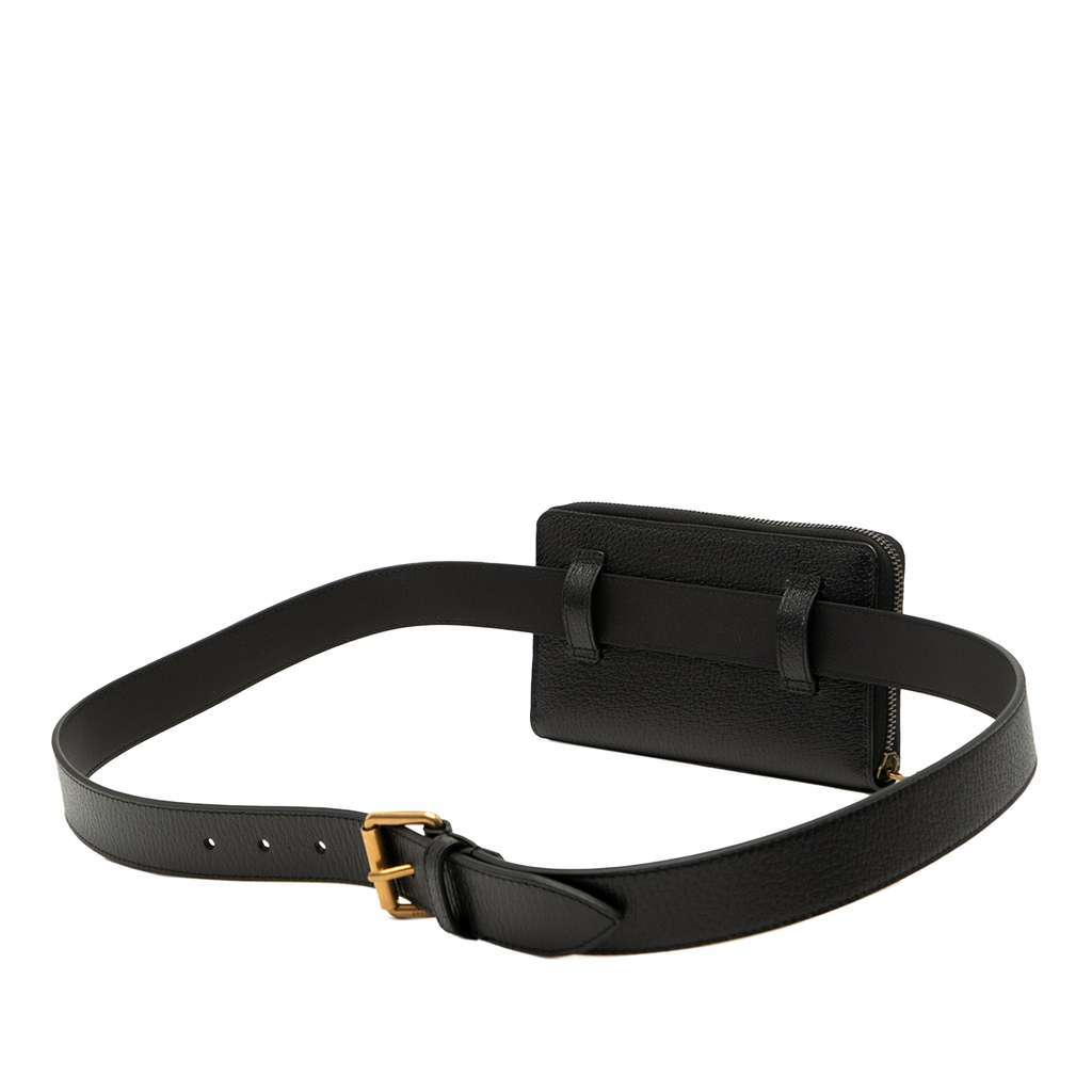 Gucci GG Marmont Leather Double Belt Bag Black Leather Good - Back View