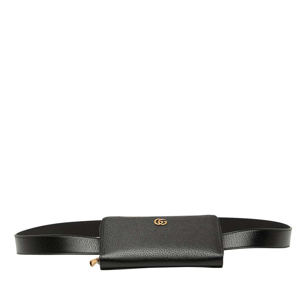 Gucci GG Marmont Leather Double Belt Bag Black Leather Good - Inside View