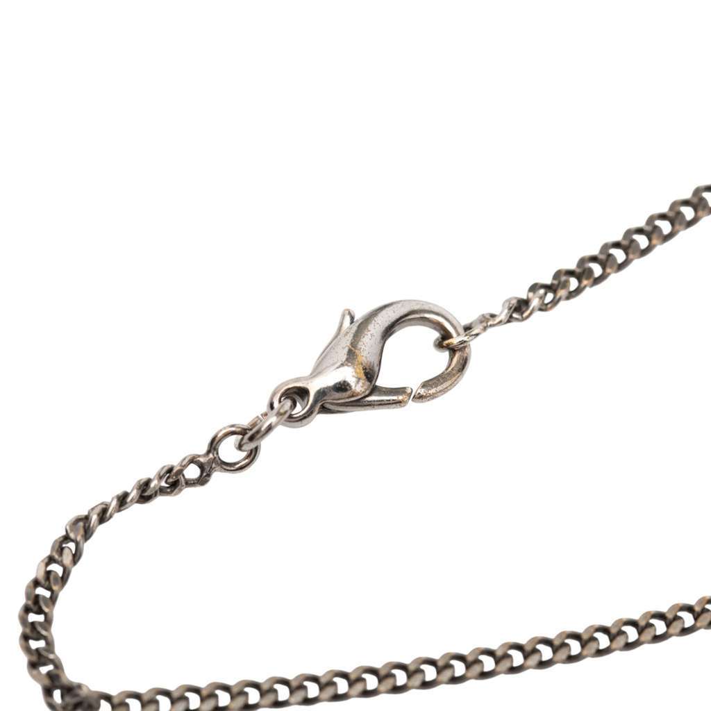 Chanel Silver Plated Rhinestone CC Drop Pendant Necklace Silver Metal Good - Box View