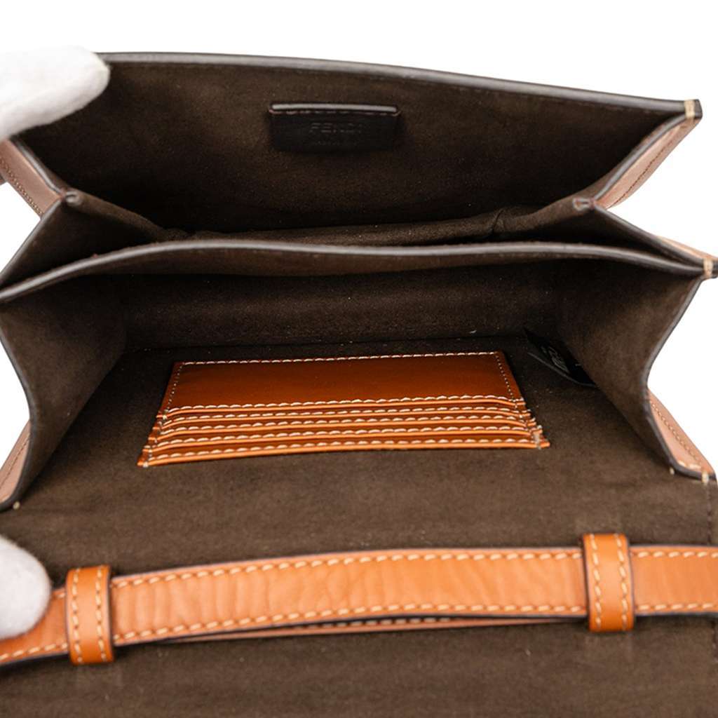Fendi Leather Crystal Fab Crossbody Brown Leather Very good - Model View