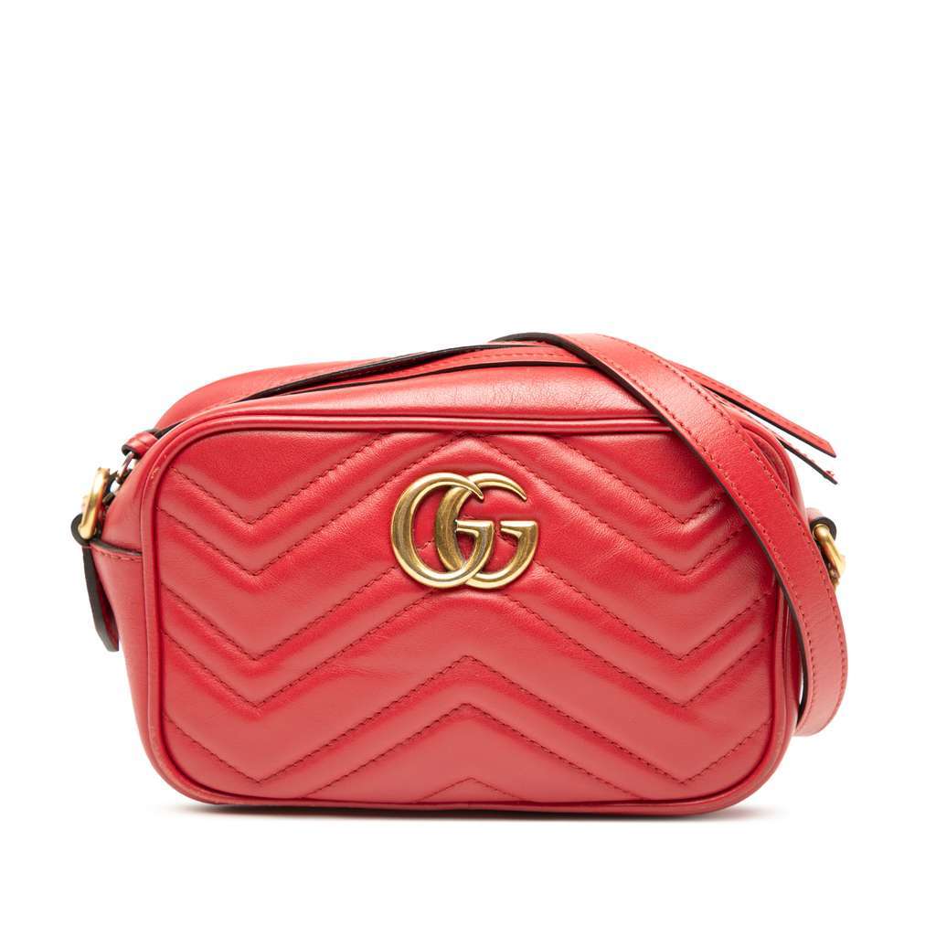 Gucci Mini GG Marmont Matelasse Leather Crossbody Red Leather Very good - Front View