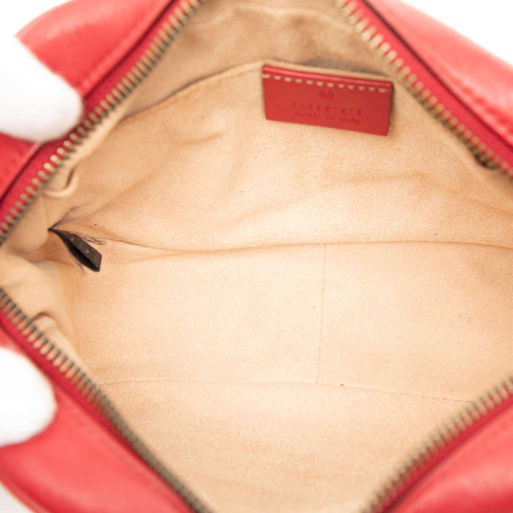 Gucci Mini GG Marmont Matelasse Leather Crossbody Red Leather Very good - Model View