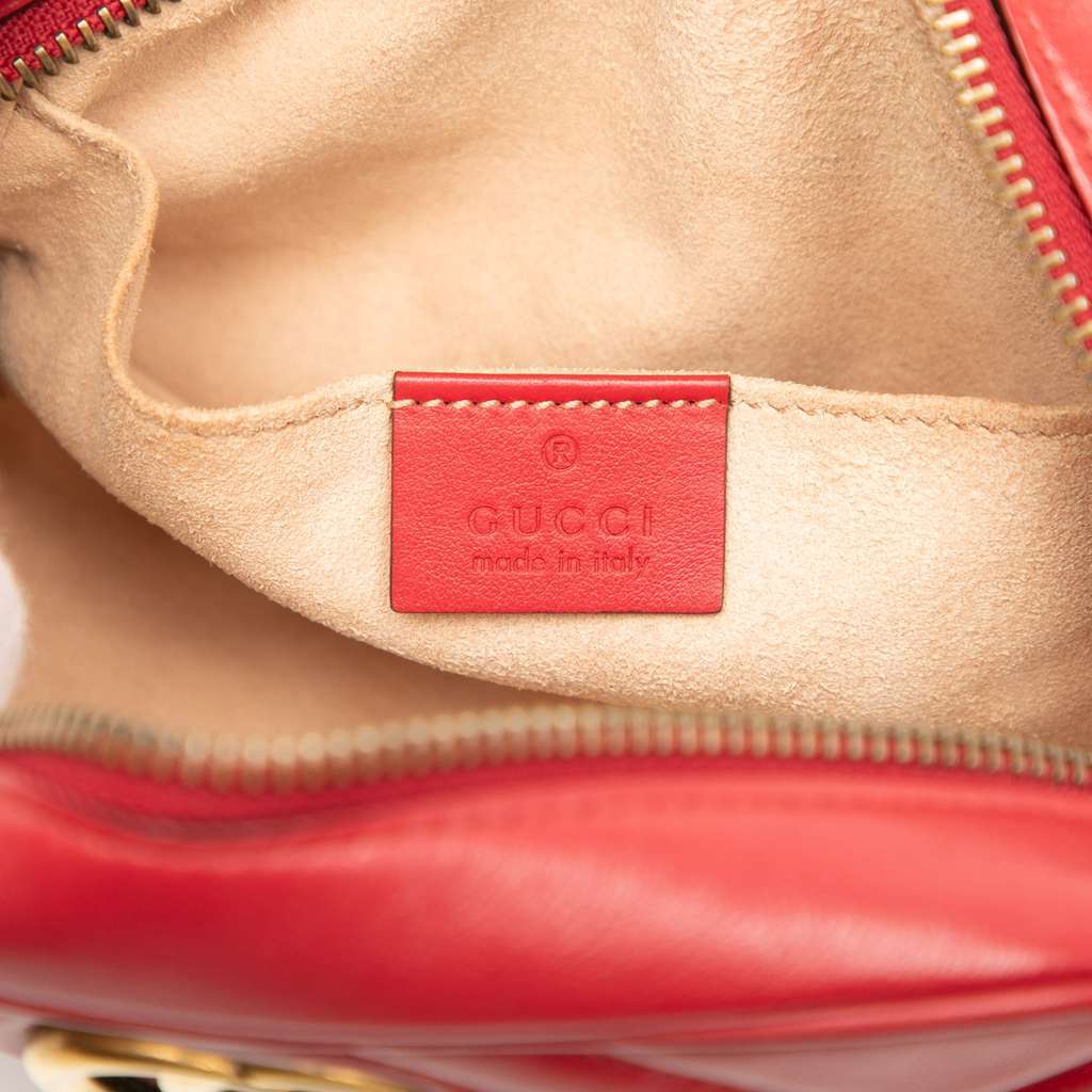 Gucci Mini GG Marmont Matelasse Leather Crossbody Red Leather Very good - Box View