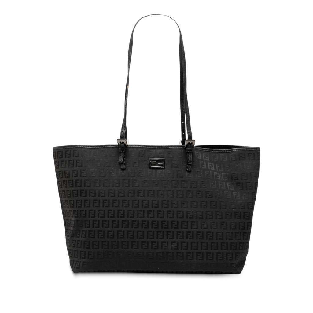 Fendi Large Zucchino Canvas Tote Black Canvas Very good - Front View