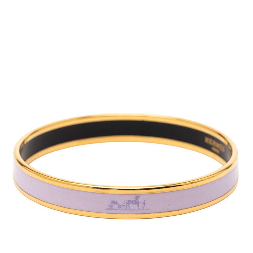 Hermès Narrow Enamel Caleche Bangle 70 Purple Good condition - Back View