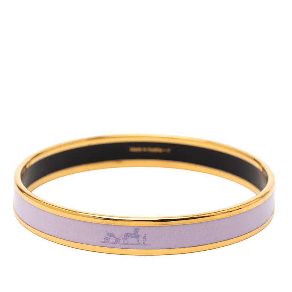Hermès Narrow Enamel Caleche Bangle 70 Purple Good condition - Inside View
