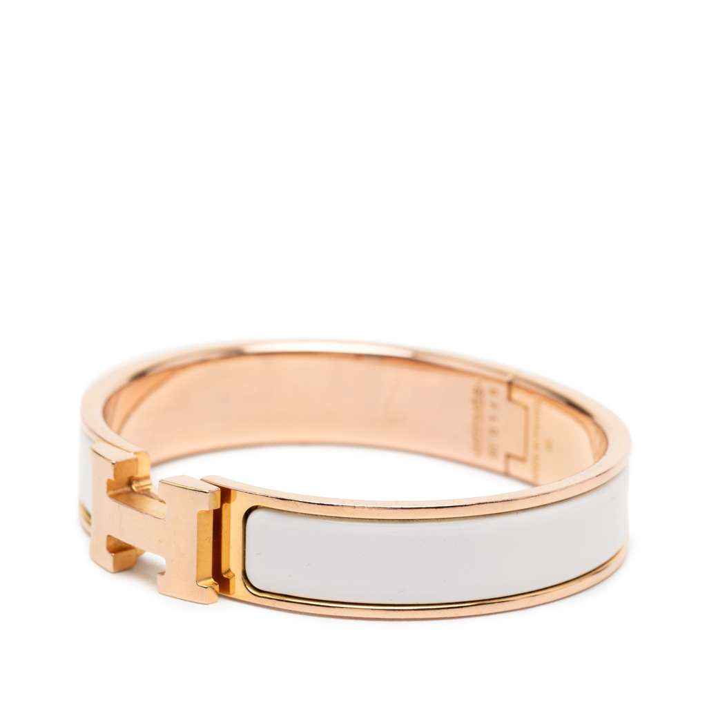 Hermès Narrow Enamel Clic H Bracelet PM White Good condition - Back View