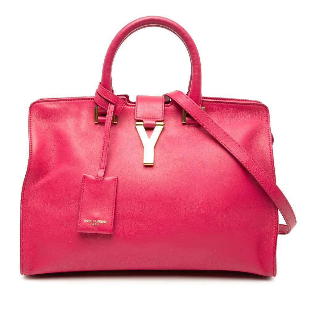 Saint Laurent Small Calfskin Cabas Chyc Satchel Pink Leather Very good - Front View