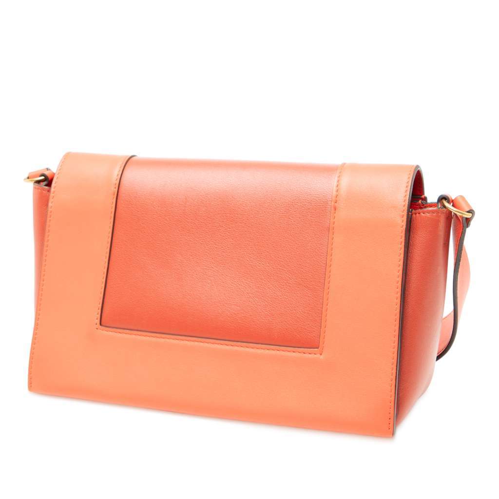 Celine Leather Frame Shoulder Bag Orange Leather Very good - Back View