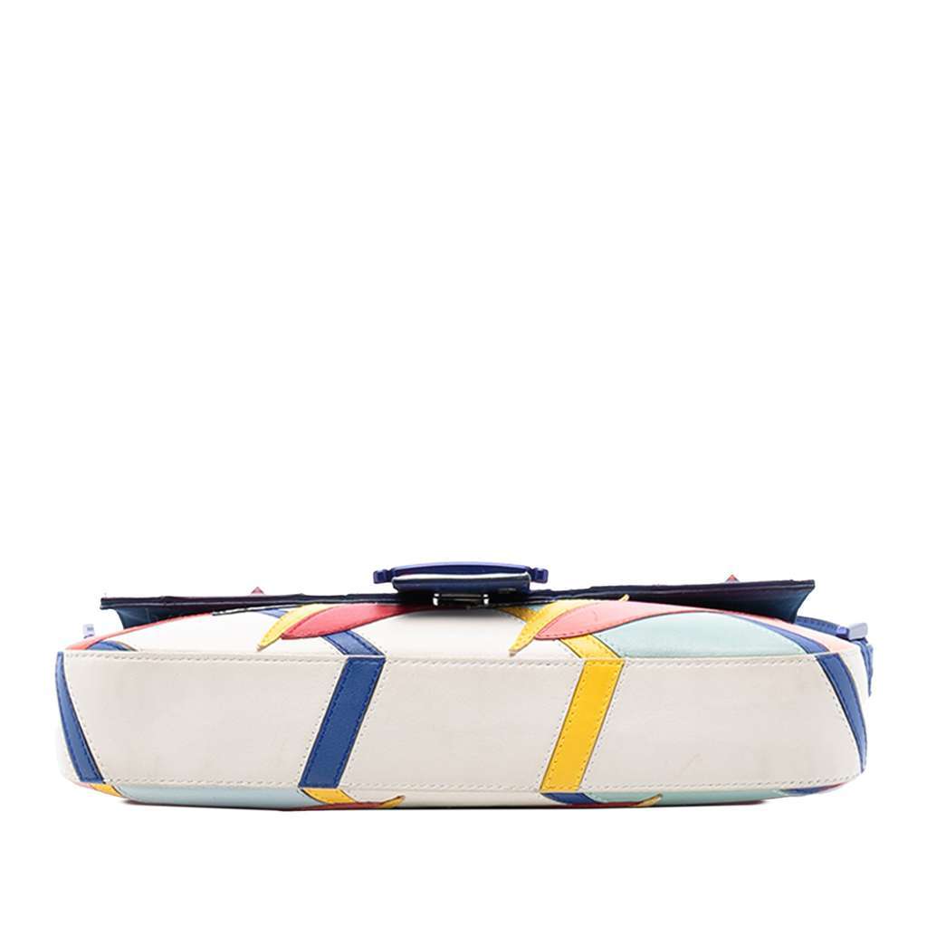 Fendi Patchwork Leather QuTweet Bird Baguette Blue Leather Very good condition - Inside View