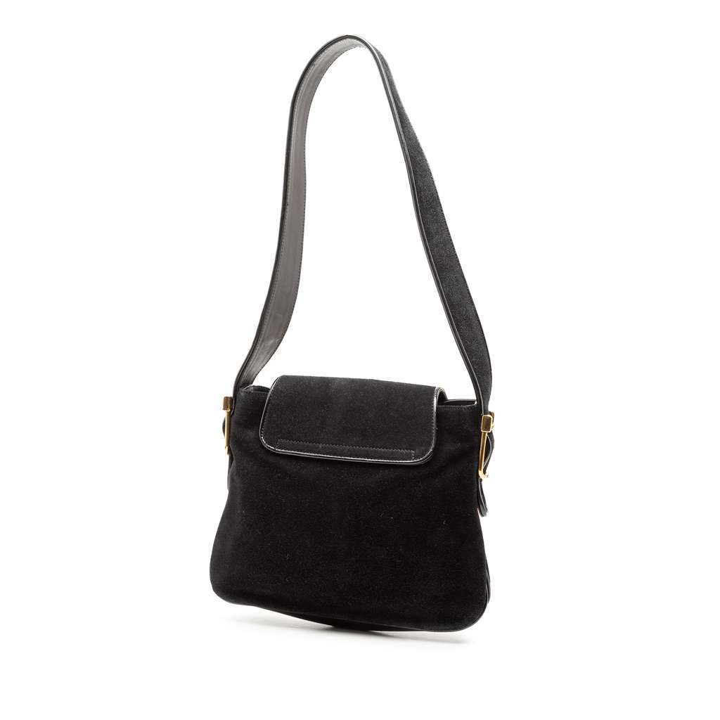 Gucci Suede 1973 Shoulder Bag Black Leather Very good - Back View