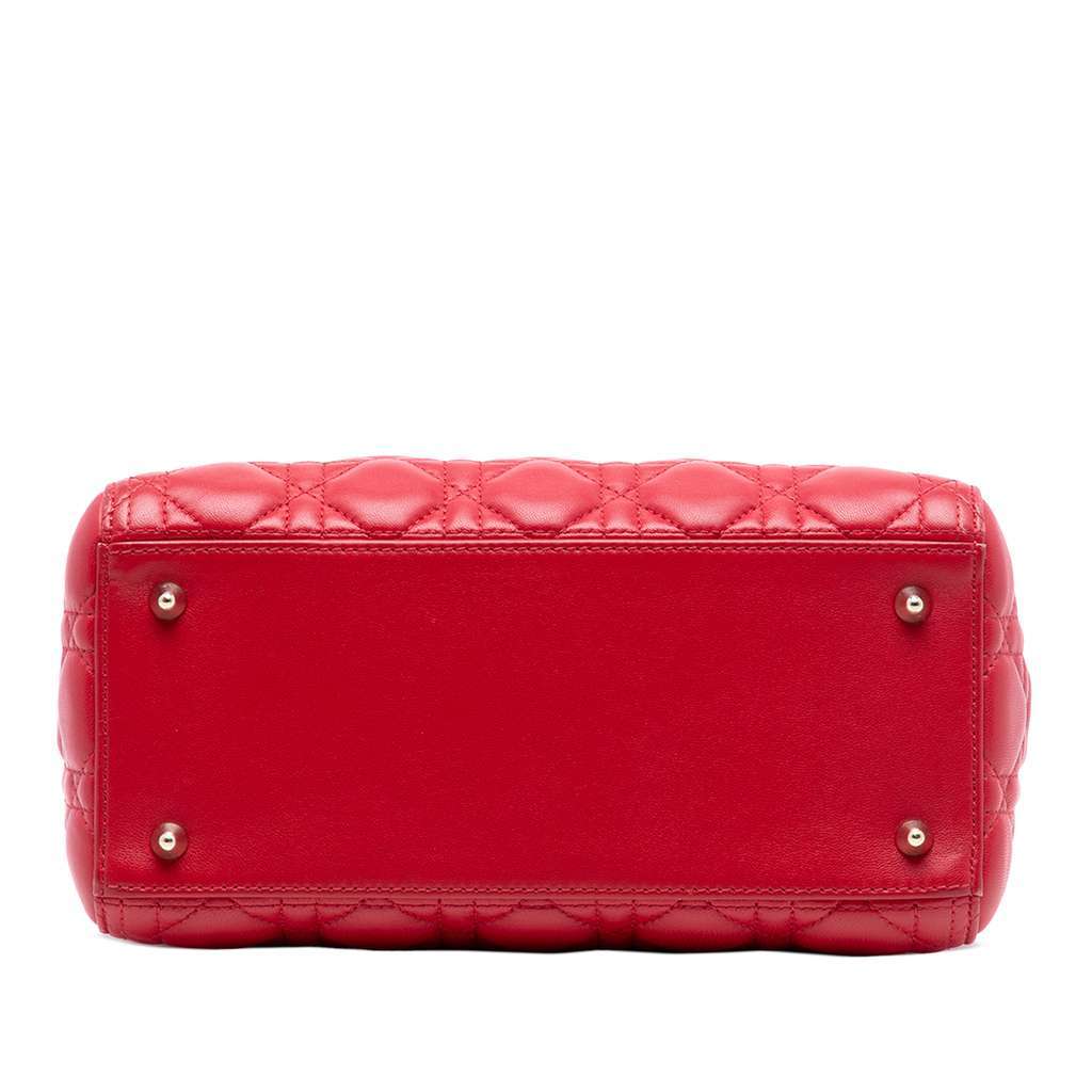 Dior Medium Lambskin Cannage Lady Dior Red Leather Good condition - Inside View