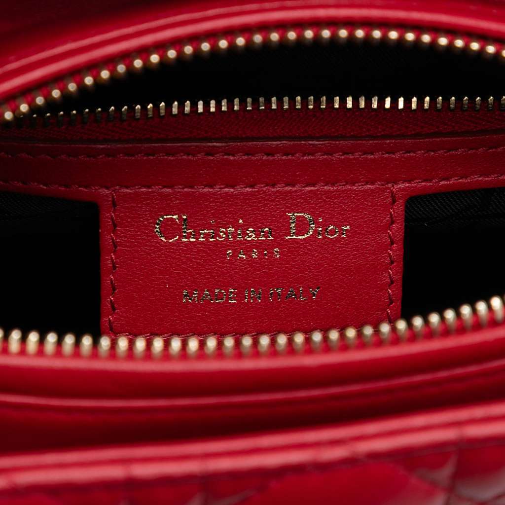 Dior Medium Lambskin Cannage Lady Dior Red Leather Good condition - Box View
