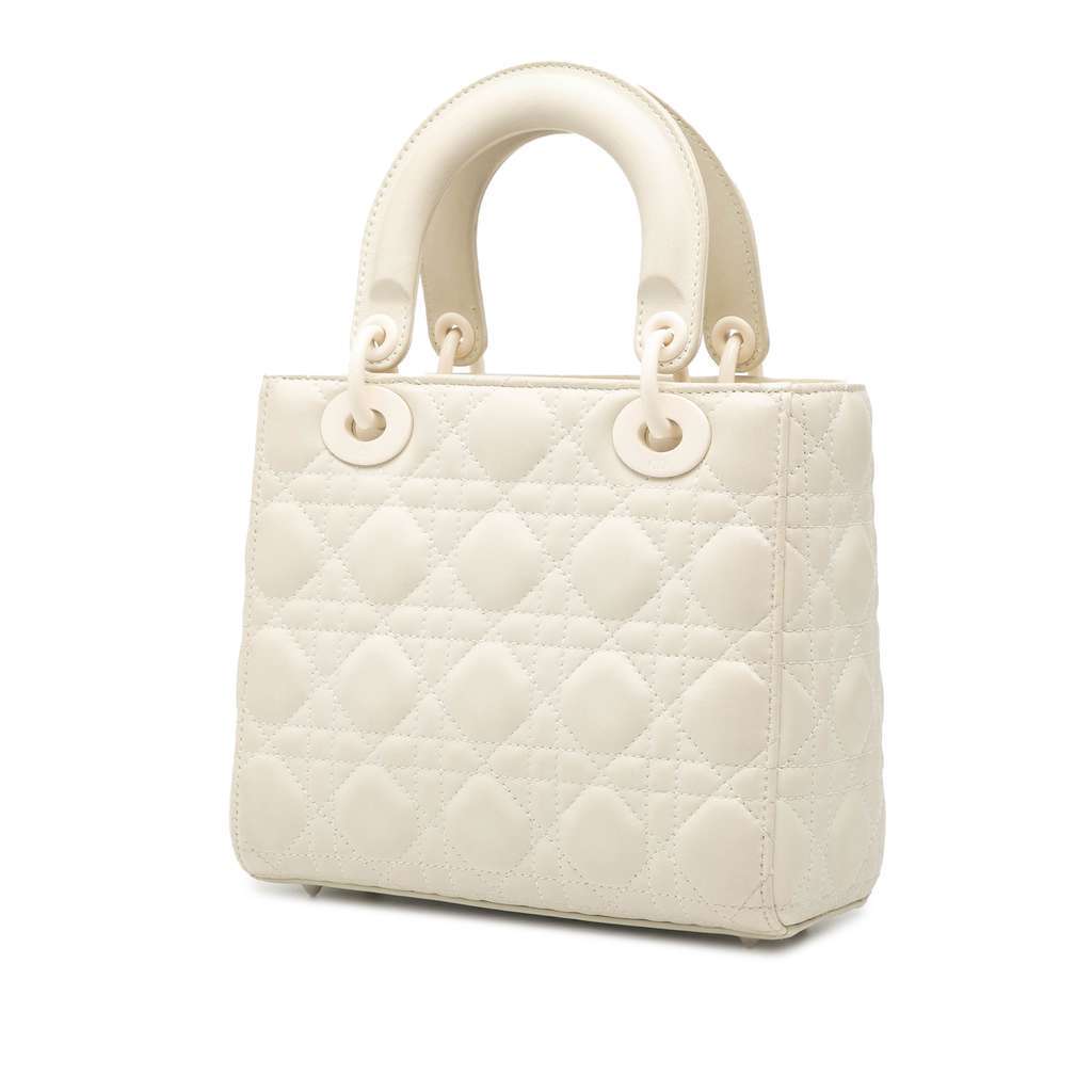 Dior Small Ultra Matte Calfskin Cannage My ABCDior Lady Dior White Leather Good - Back View