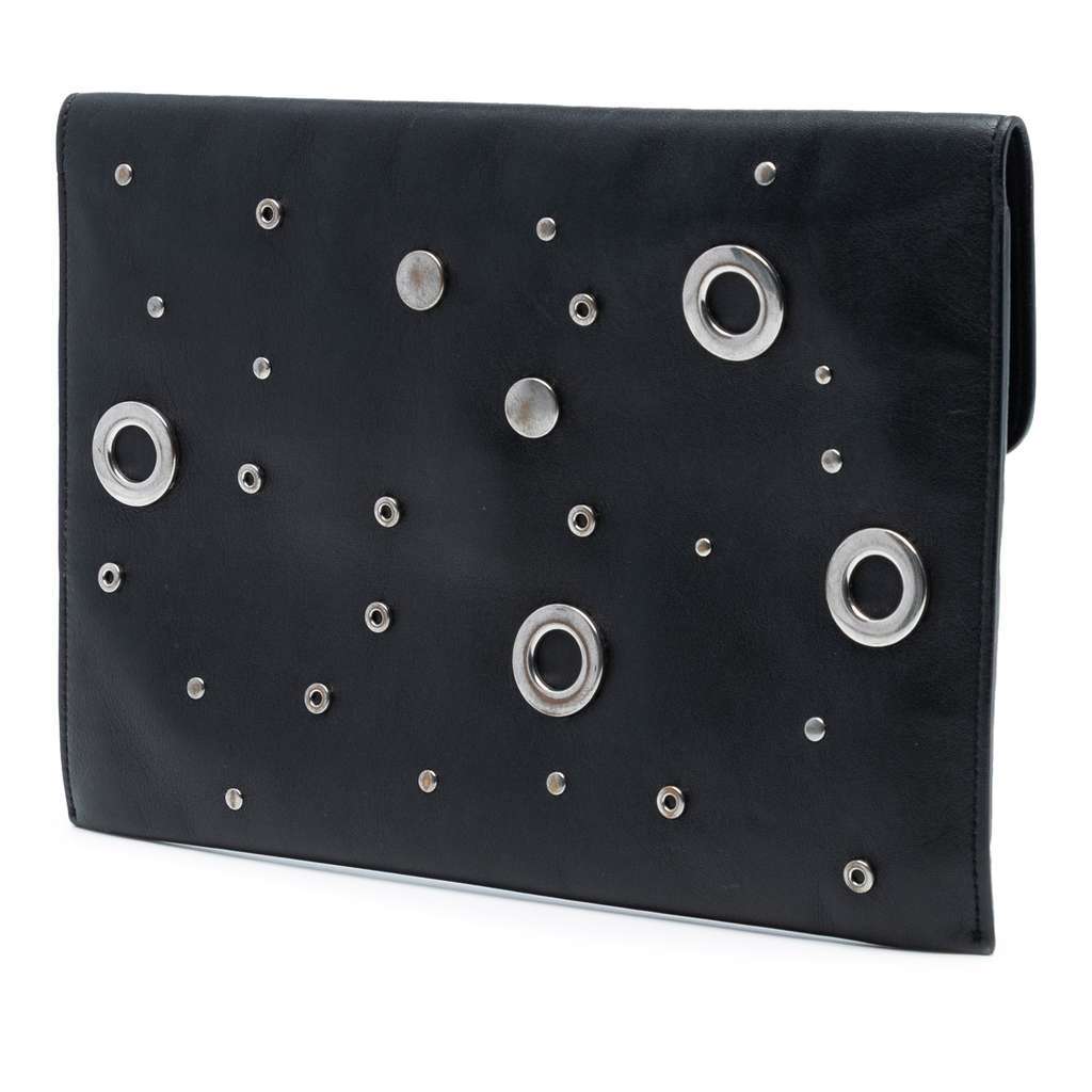 Alexander Mcqueen Leather Grommet Studded Skull Clutch Black Leather Very good condition - Back View
