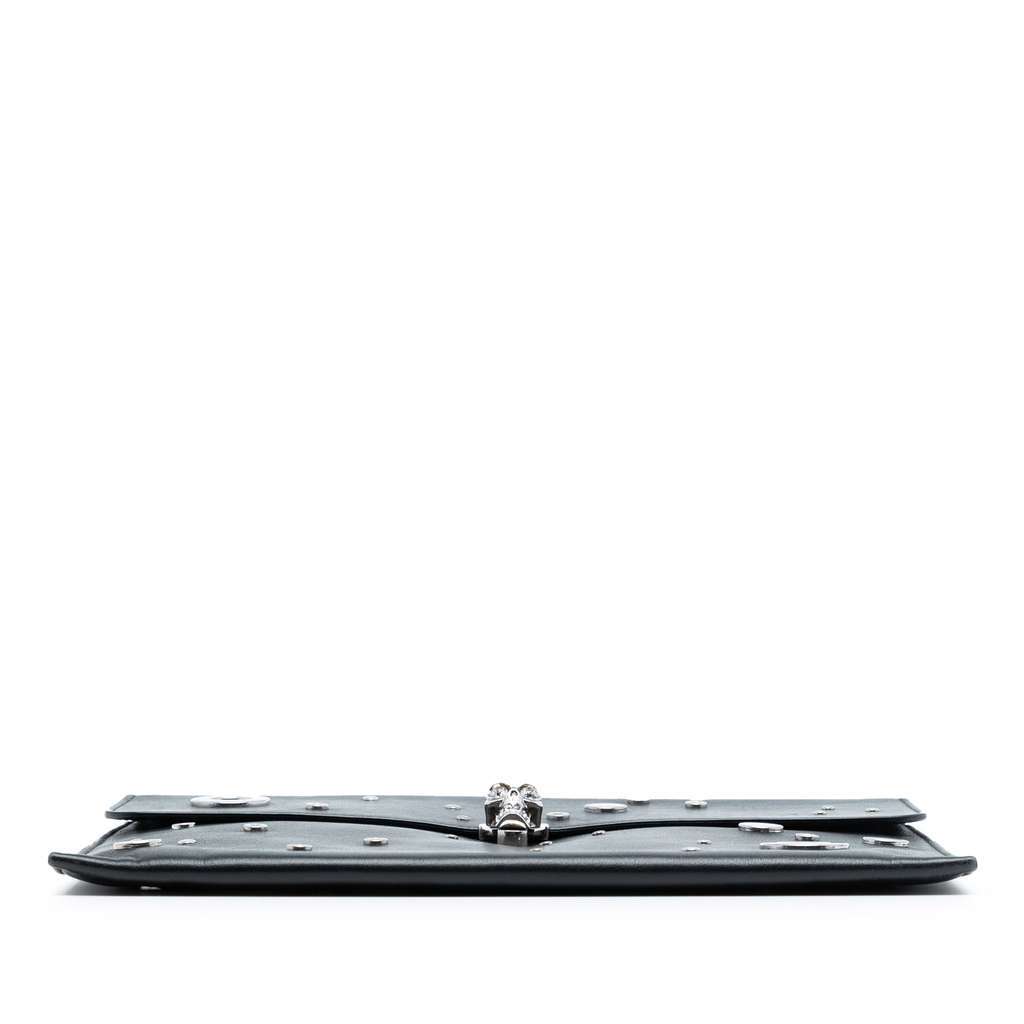 Alexander Mcqueen Leather Grommet Studded Skull Clutch Black Leather Very good condition - Inside View