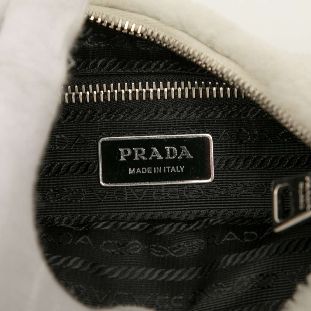 Prada Quilted Shearling Padded Crossbody White Very good - Box View