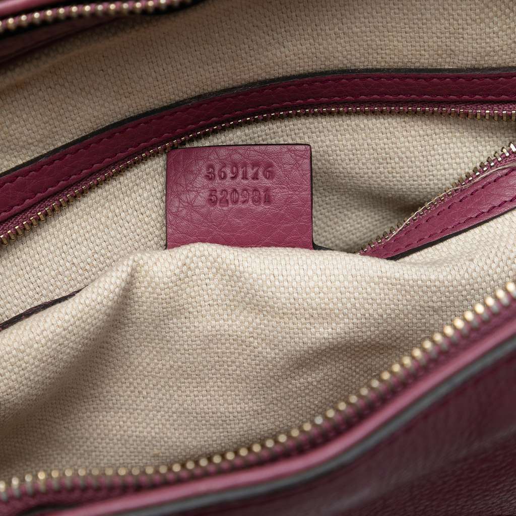 Gucci Small Pebbled Leather Soho Cellarius Satchel Purple Leather Very good condition - Box View