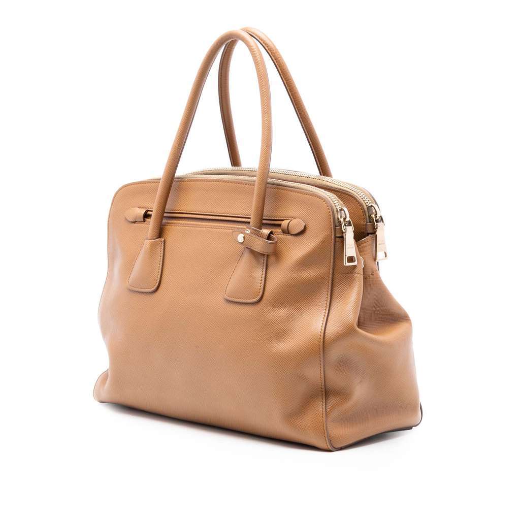 Prada Saffiano Cuir Satchel Brown Leather Very good - Back View