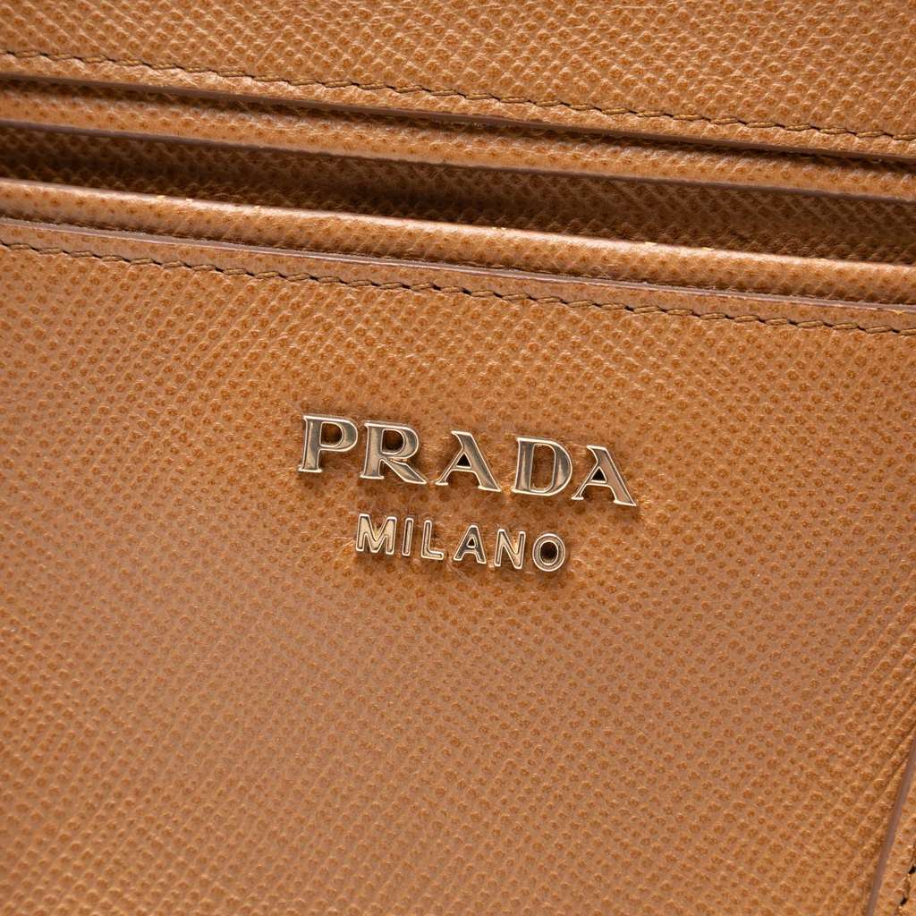 Prada Saffiano Cuir Satchel Brown Leather Very good - Box View
