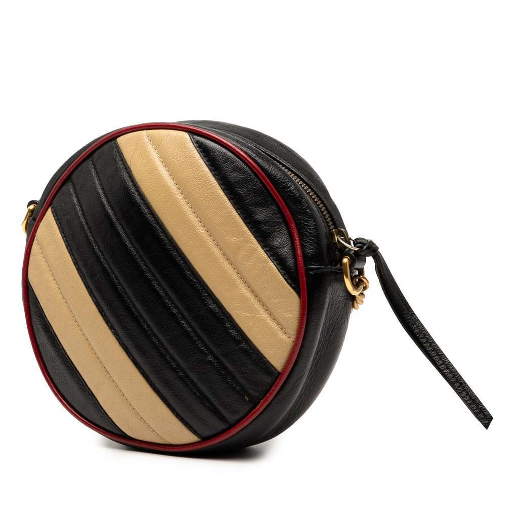 Gucci Mini GG Marmont Matelasse Leather Torchon Round Crossbody Black Leather Very good - Back View