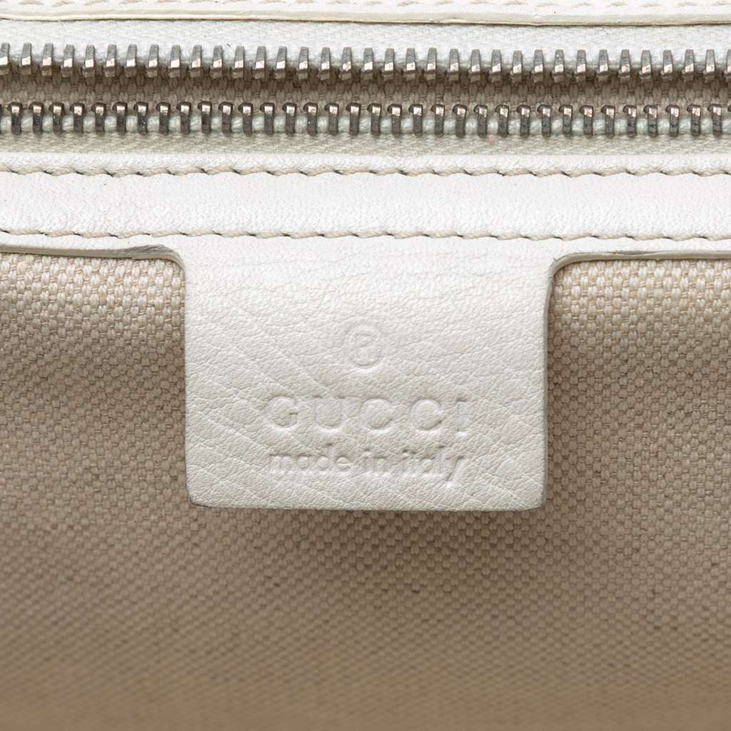 Gucci Large Pebbled Calfskin New Bamboo Top Handle Bag White Leather Good - Box View