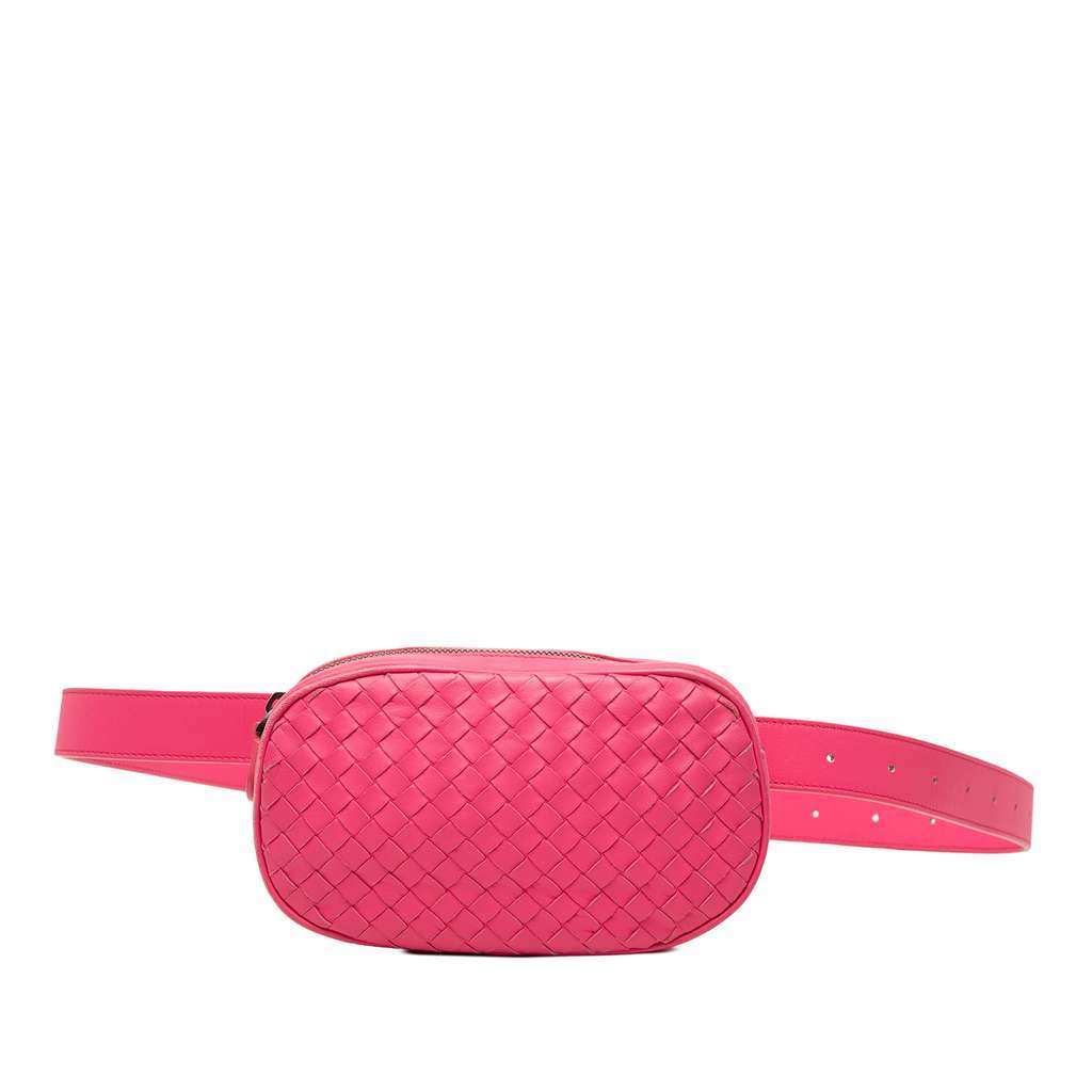 Bottega Veneta Nappa Intrecciato Belt Bag Pink Leather Very good - Front View