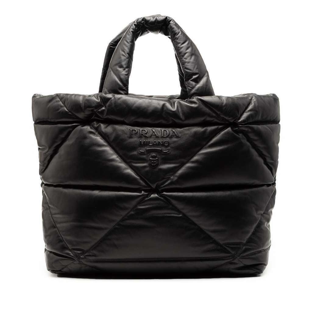 Prada Large Quilted Nappa Padded Tote Black Leather Very good condition - Front View