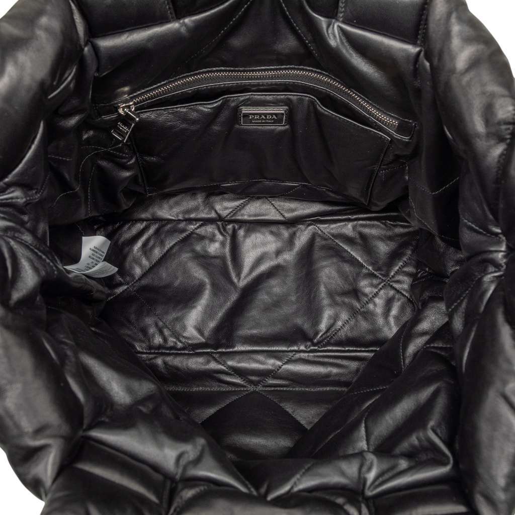 Prada Large Quilted Nappa Padded Tote Black Leather Very good condition - Model View