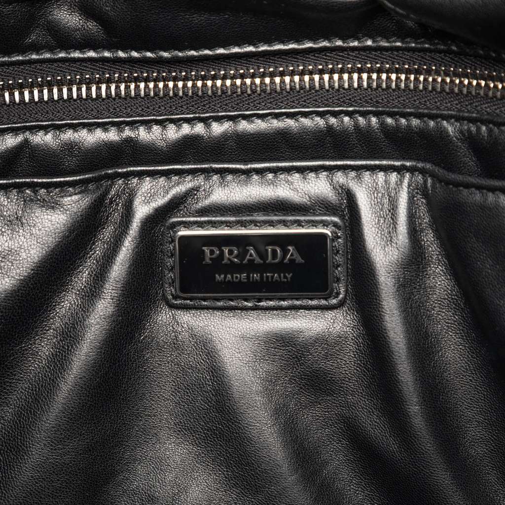 Prada Large Quilted Nappa Padded Tote Black Leather Very good condition - Box View