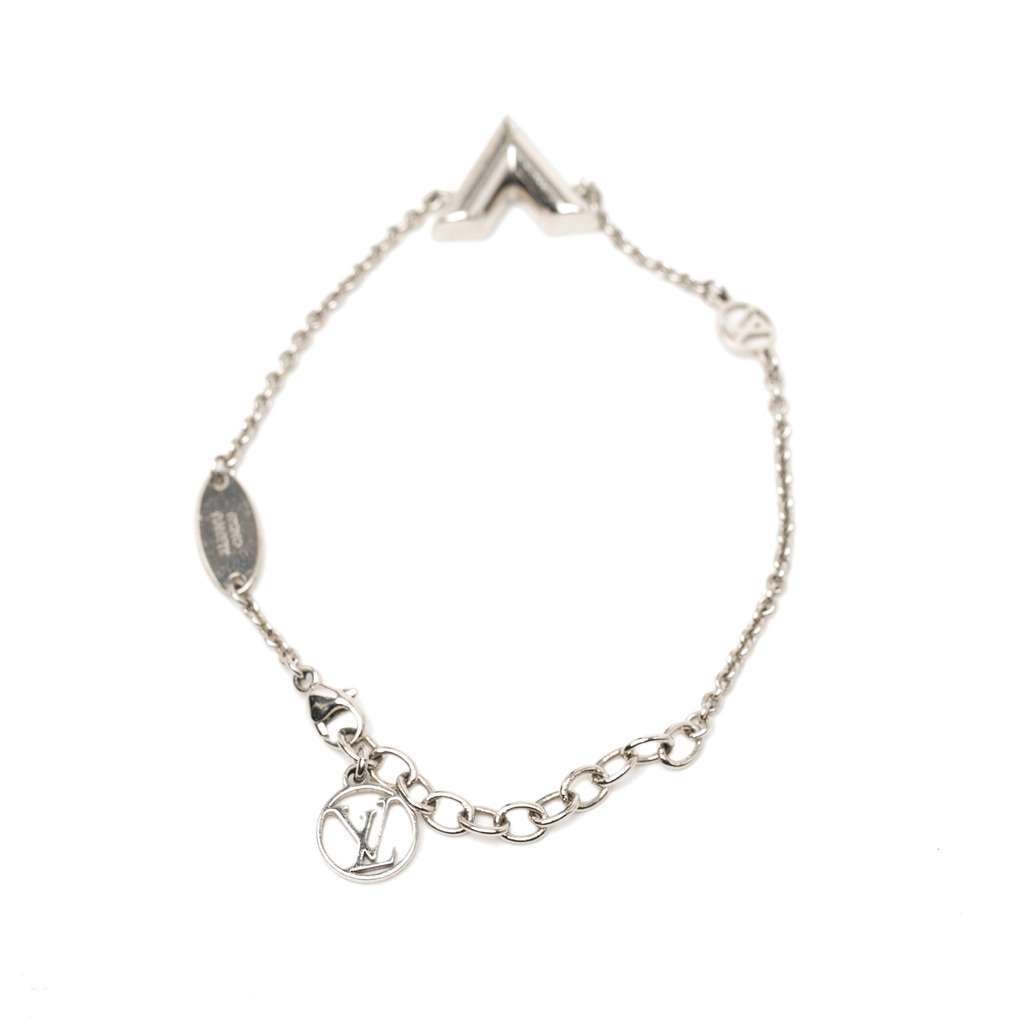 Louis Vuitton Silver Plated Essential V Supple Bracelet Silver Brass Very good condition - Back View