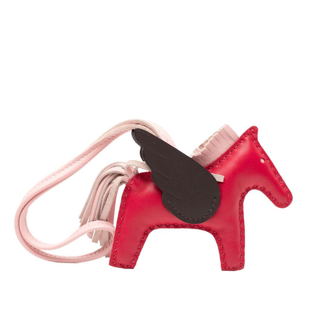 Hermès Milo Lambskin and Swift Grigri Rodeo Pegase Bag Charm PM Pink Leather Very good condition - Front View