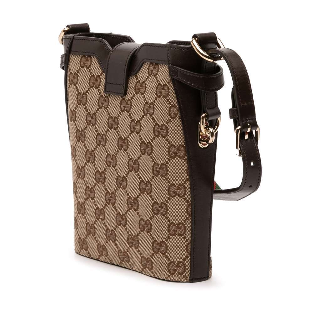 Gucci Mini GG Canvas Web Bucket Bag Brown Canvas Very good - Back View