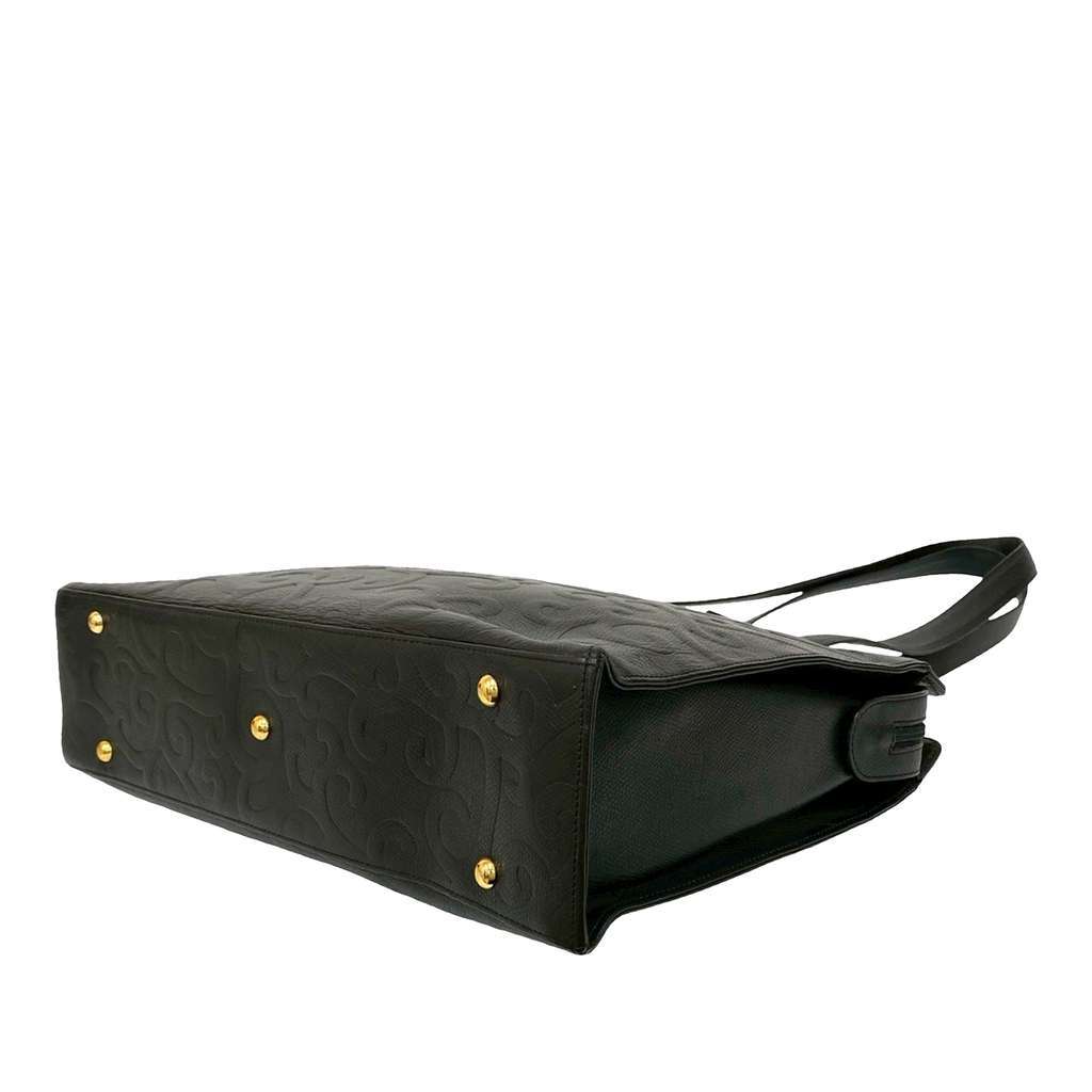 Saint Laurent Arabesque Embossed Leather Tote Black Leather Good - Model View
