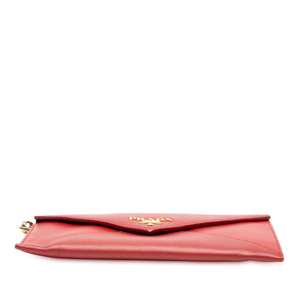 Prada Saffiano Envelope Chain Clutch Red Leather Very good condition - Inside View