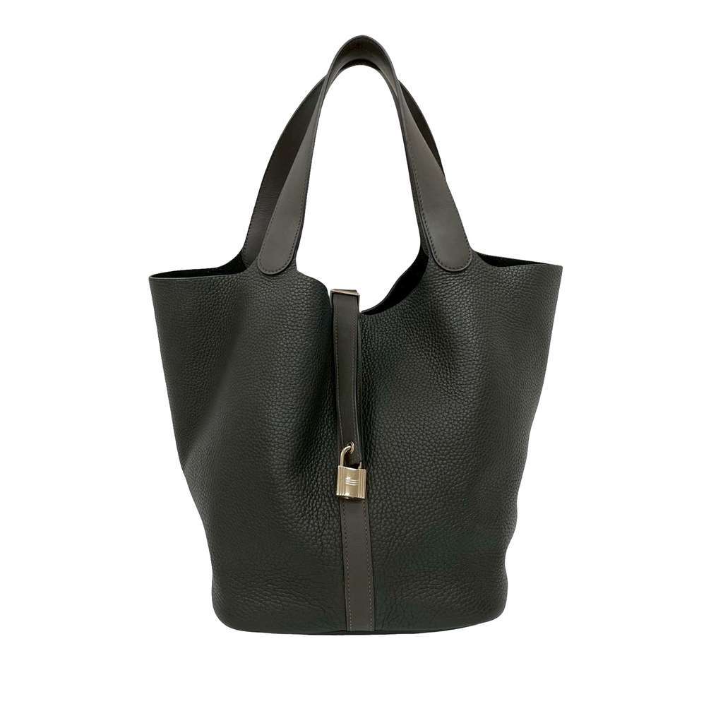 Hermès Clemence and Swift Picotin Lock 22 Touch Grey Leather Good condition - Front View