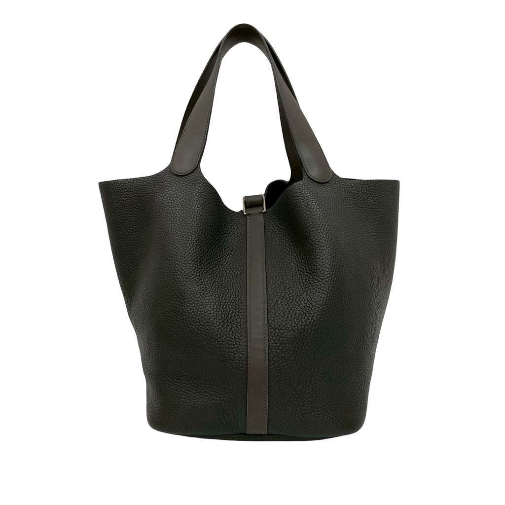 Hermès Clemence and Swift Picotin Lock 22 Touch Grey Leather Good condition - Back View