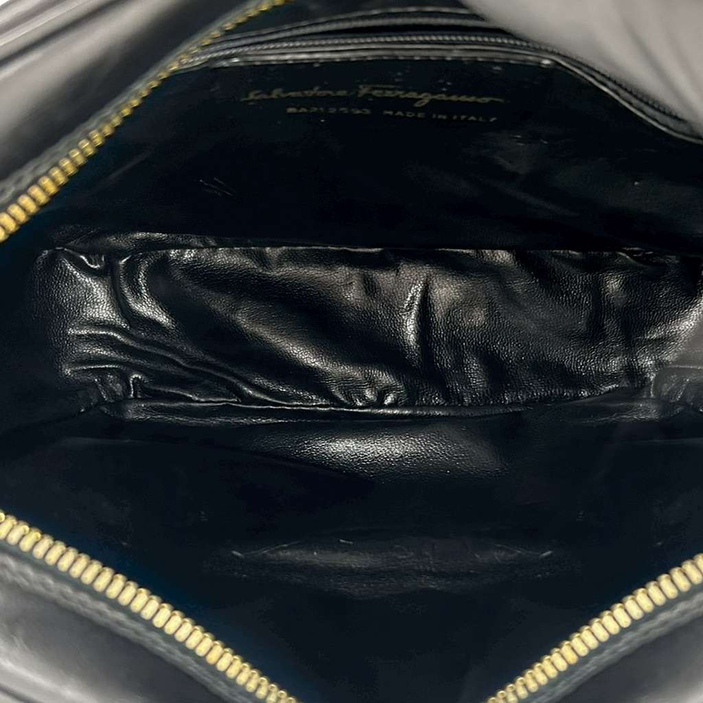 Salvatore Ferragamo Leather Gancini Crossbody Black Leather Good - Model View