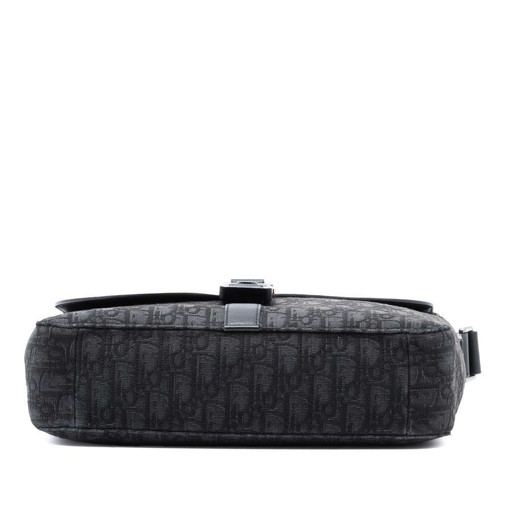 Dior Medium Oblique Canvas and Grained Calfskin Saddle Messenger Bag with Flap Black Canvas Good condition - Inside View