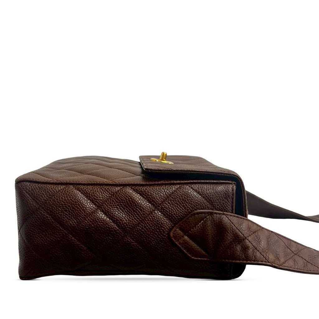 Chanel CC Quilted Caviar Turnlock Crossbody Brown Leather Good - Box View