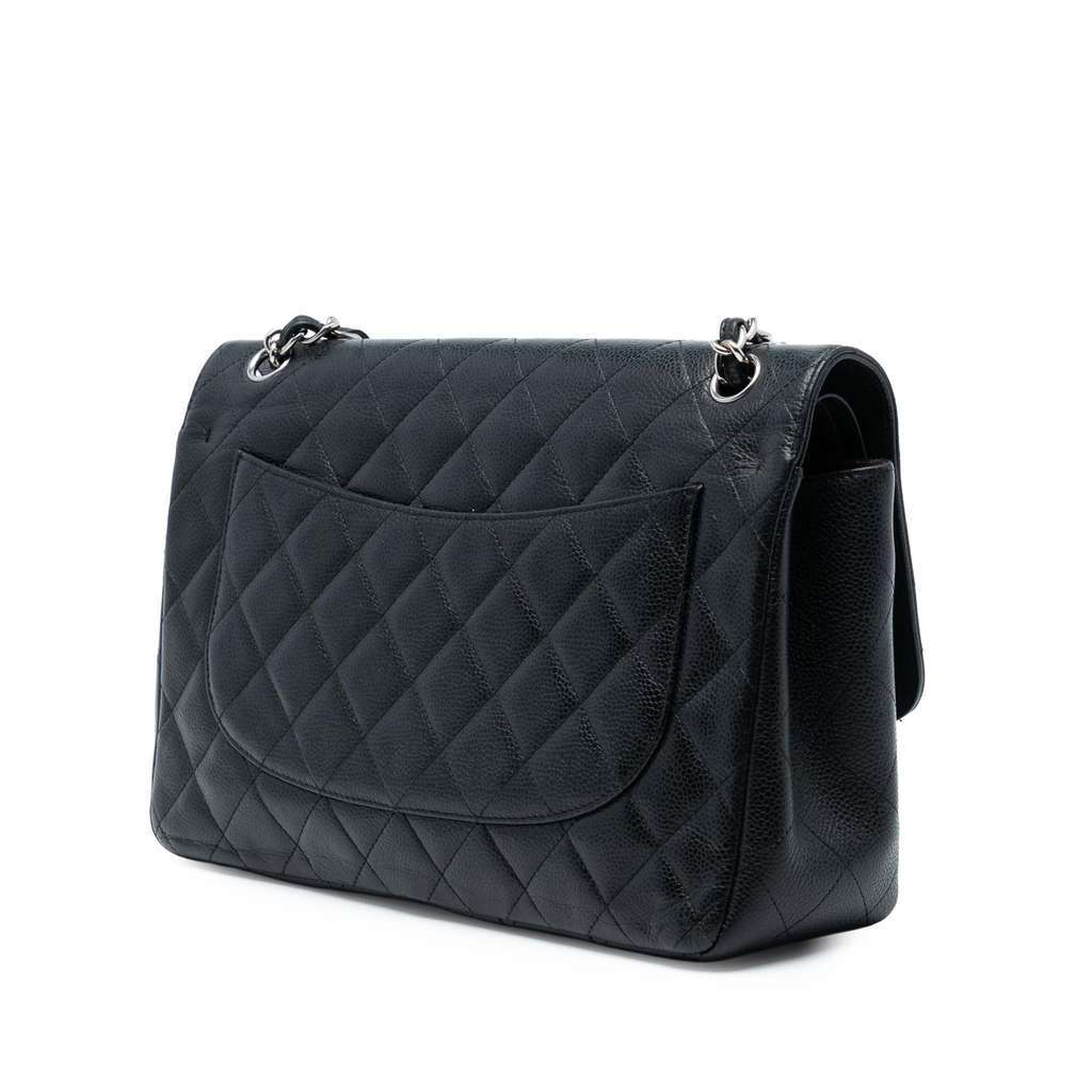 Chanel Jumbo Classic Caviar Double Flap Black Leather Very good condition - Back View