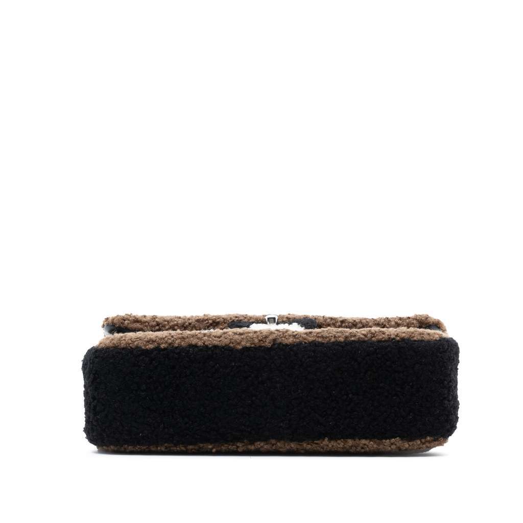 Chanel Medium Classic Tricolor Shearling Double Flap Black Very good - Inside View