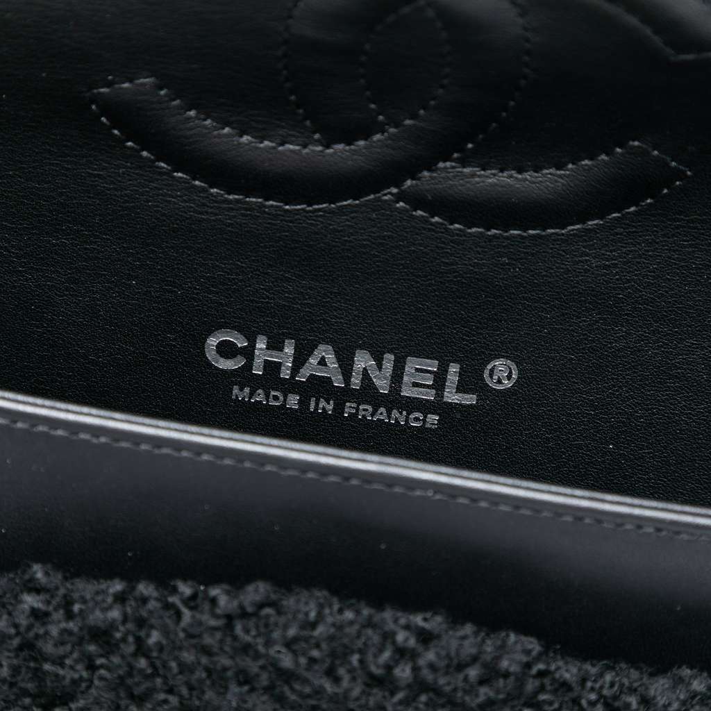 Chanel Medium Classic Tricolor Shearling Double Flap Black Very good - Box View