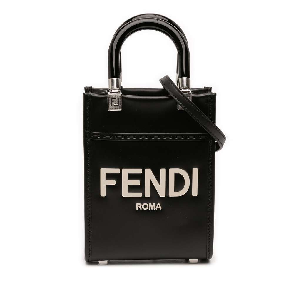 Fendi Mini Leather Sunshine Shopper Tote Black Leather Very good - Front View