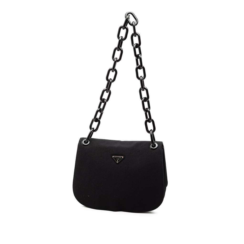 Prada Canvas Lucite Chain Shoulder Bag Black Canvas Very good condition - Back View