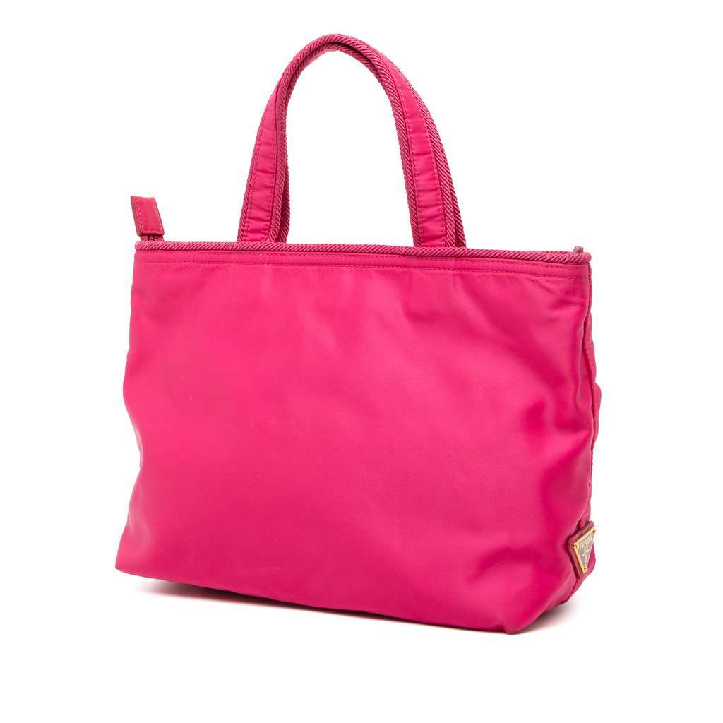Prada Tessuto Canapa Logo Bow Satchel Pink Very good - Back View