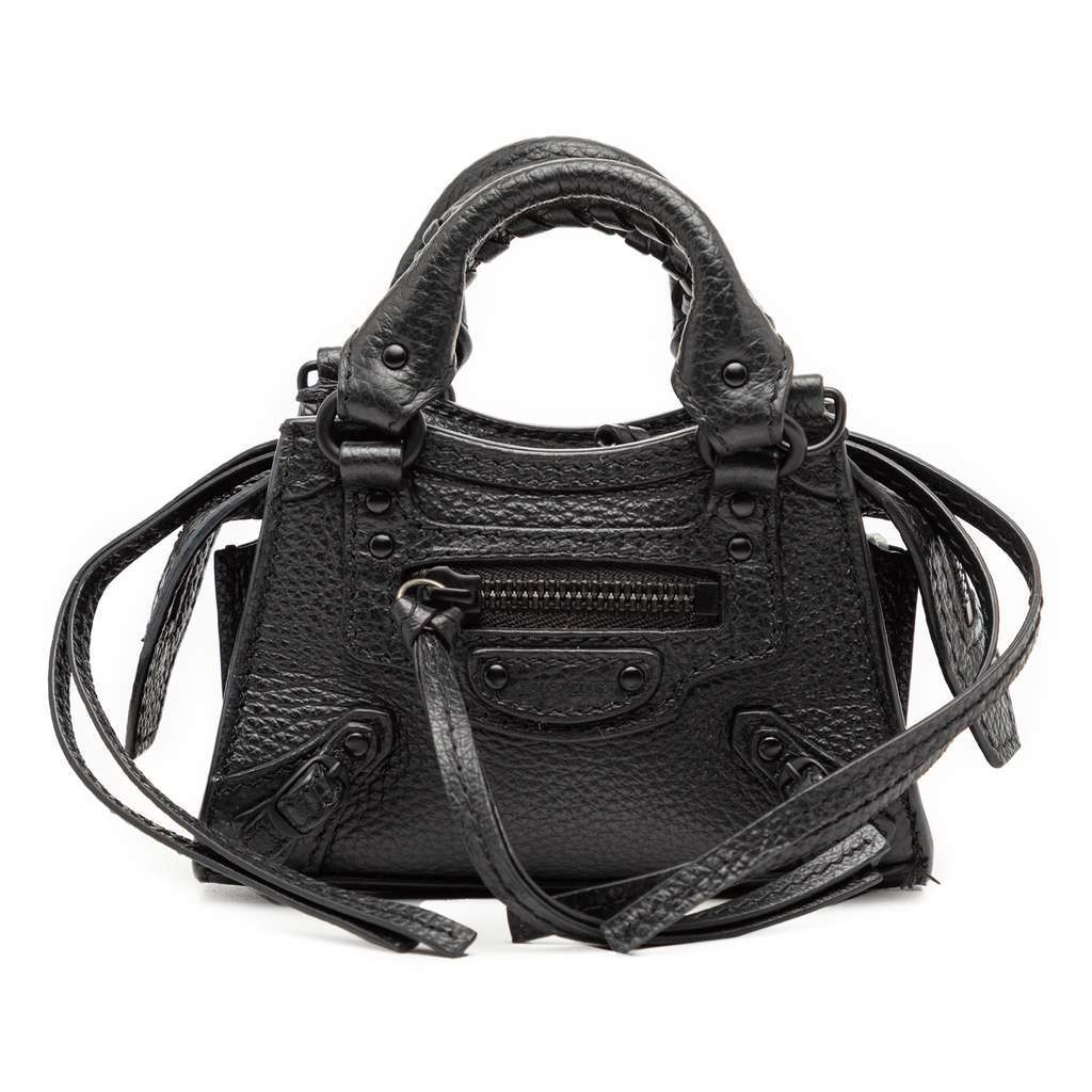 Balenciaga Super Nano Grained Calfskin Neo Classic City Satchel Black Leather Very good condition - Front View