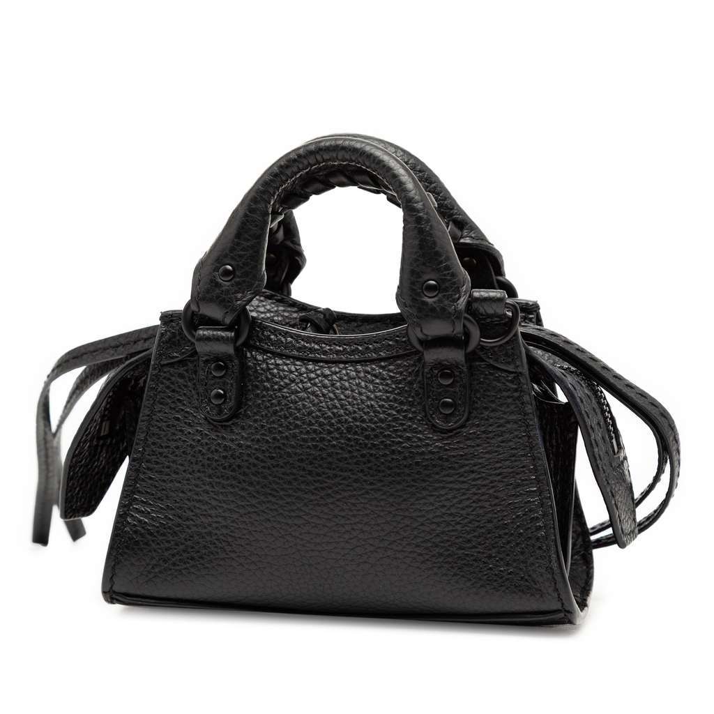 Balenciaga Super Nano Grained Calfskin Neo Classic City Satchel Black Leather Very good condition - Back View