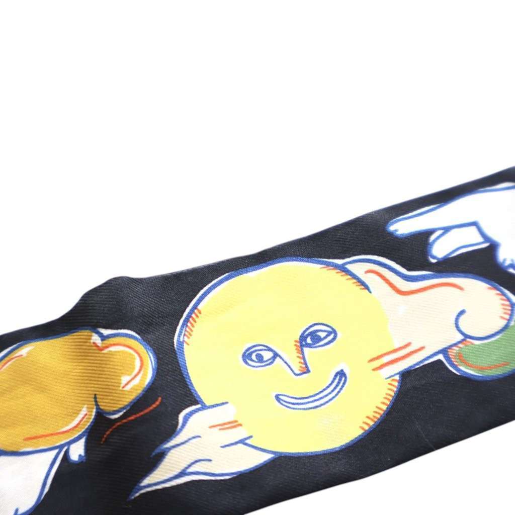 Hermès Mille Et Un Lapins Silk Twilly Scarf Black Silk Very good condition - Box View